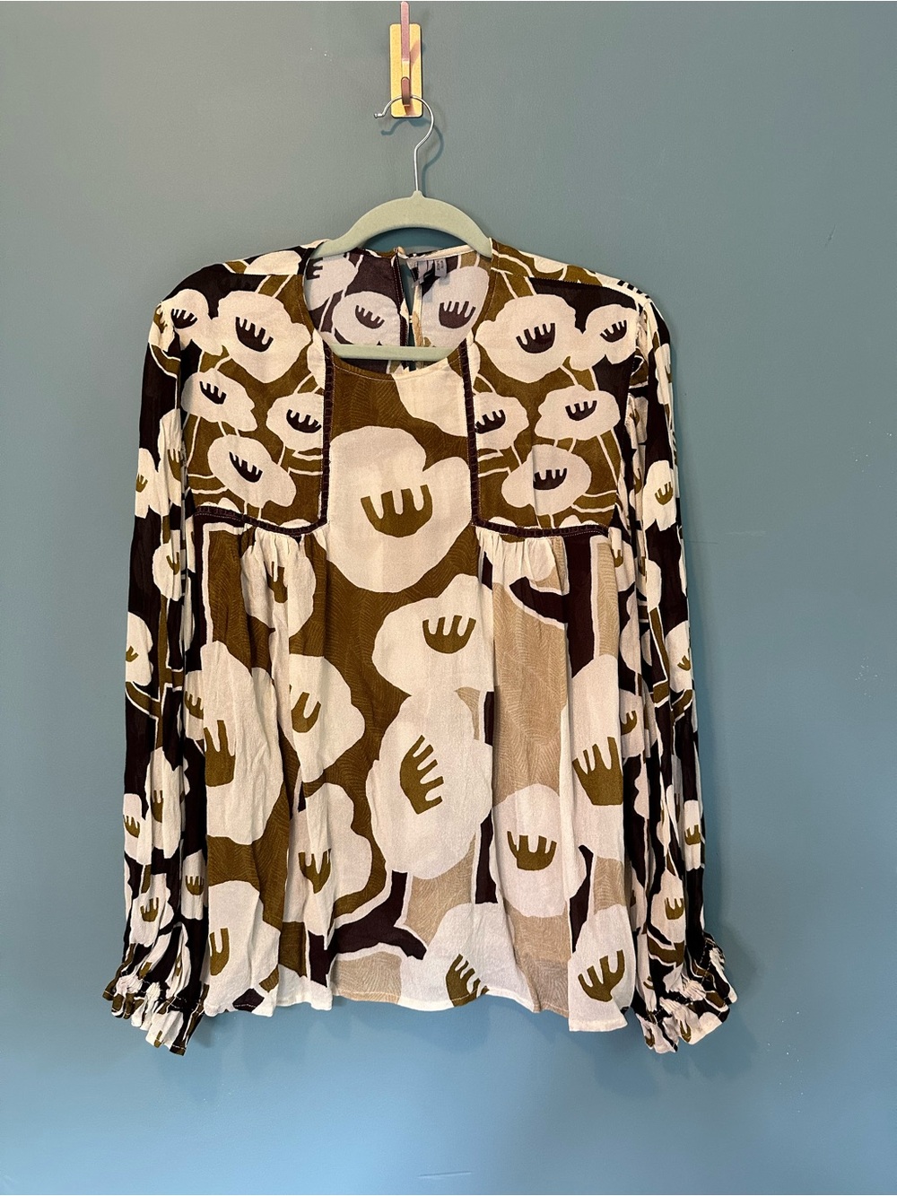 BL^NK London Anthropologie Abstract Boho Blouse XL Style Artsy Peasant Top - Picture 10 of 10